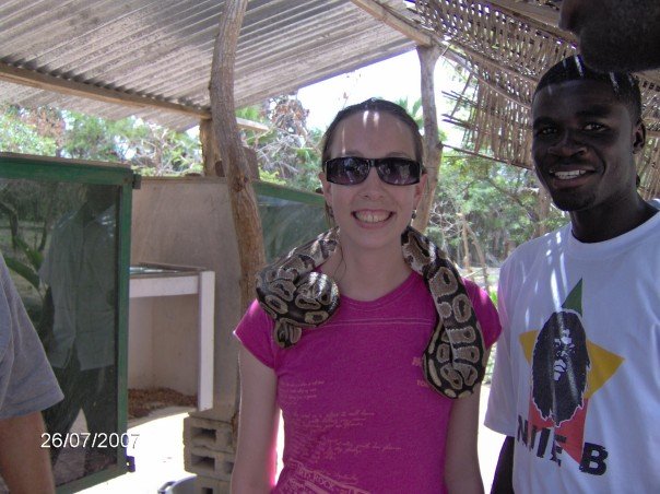 Canadian girl with a snake around her neck