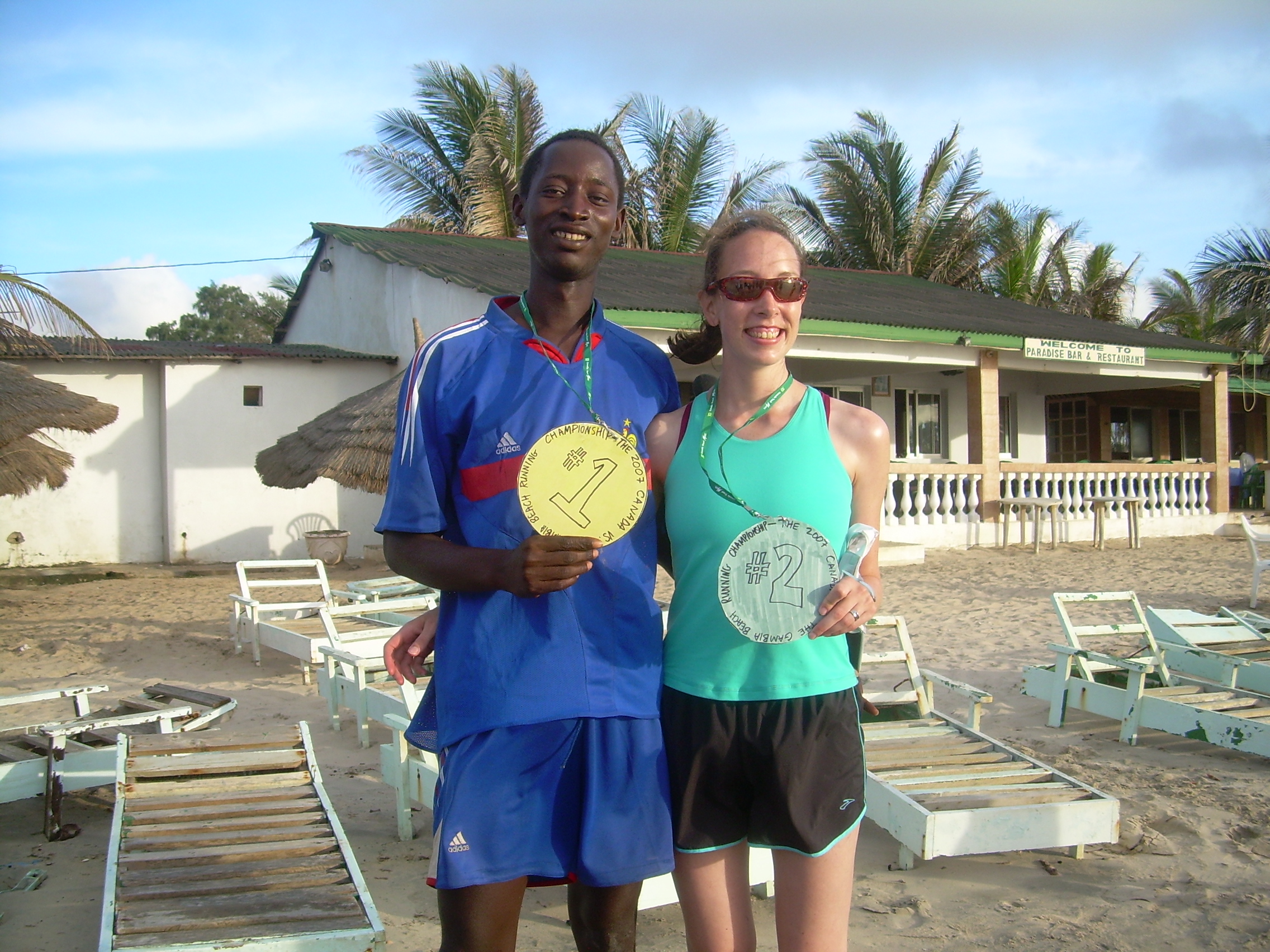 2 running partners- a girl from Canada and a boy from Gambia