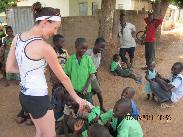 A Canadian nurse and young kids in The Gambia, Africa