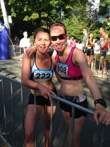 teammates at finish line of Natal Day Road Race