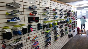 the shoe wall at Aerobics First